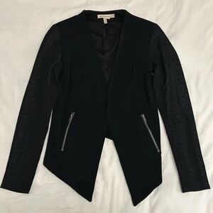 BCBGeneration Cropped Black Blazer Lurex Sleeves Hi-low Zipper detail Size M
